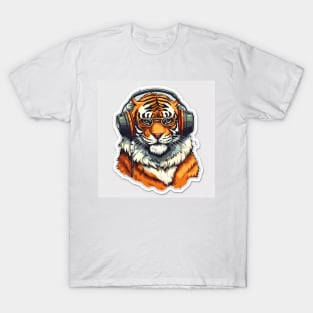 Tiger is wearing sunglusses and headphones T-Shirt